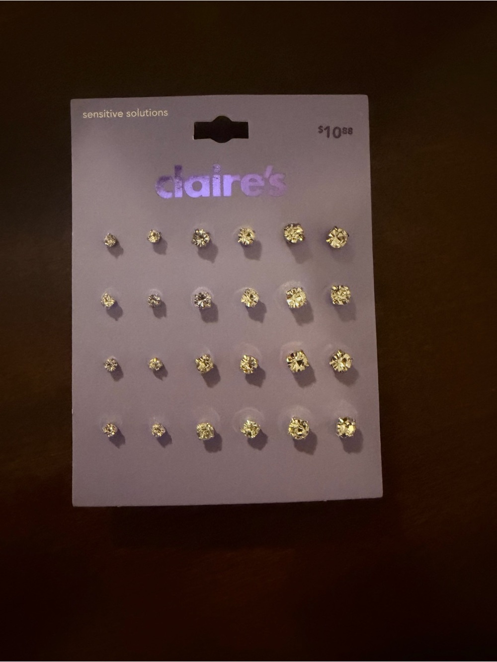 Claire's Clear Crystal Stud Earring Set - Silver and Clear